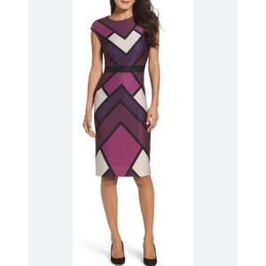 Vince Camuto Purple and Black Geometric Dress - NWT
